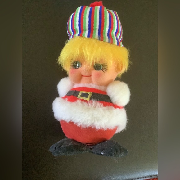 Vintage 1960’s Christmas Pixie or Elf in Santa Suit With Stripped Hat - Picture 3 of 9